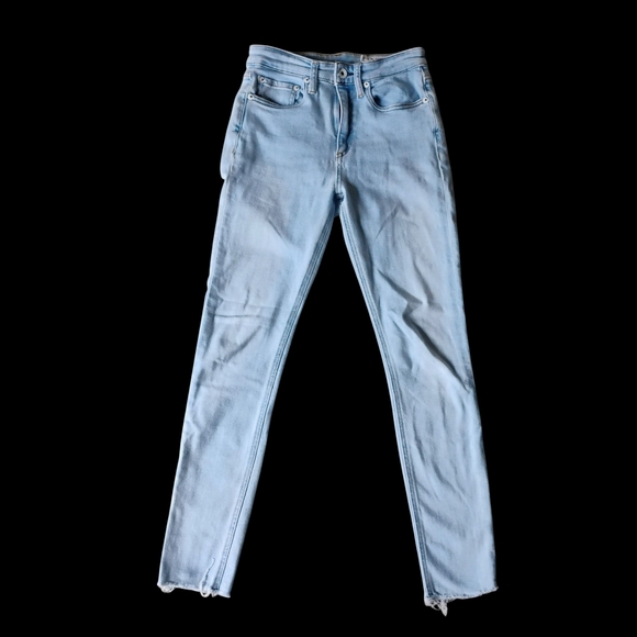 rag & bone Denim - Rag & Bone Light Blue Denim Nina High Rise Skinny Destress Jeans Sz 24